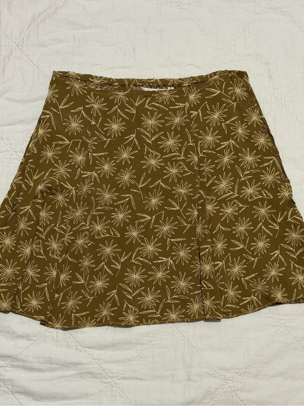 Max Studio Olive Green Floral A-Line Mini Skirt